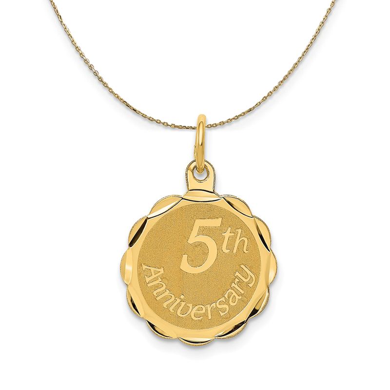 14k Yellow Gold 5th Anniversary Circle Necklace - 24 Inch